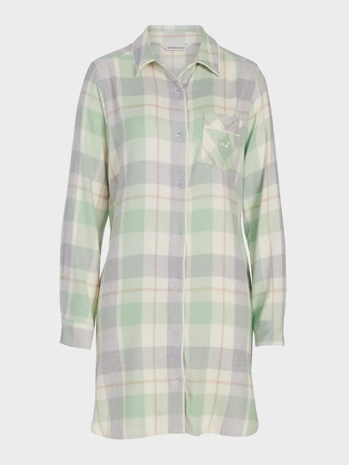 Women Mint Check Bamboo Flannelette Nightshirt Multi Peter Alexander Nighties