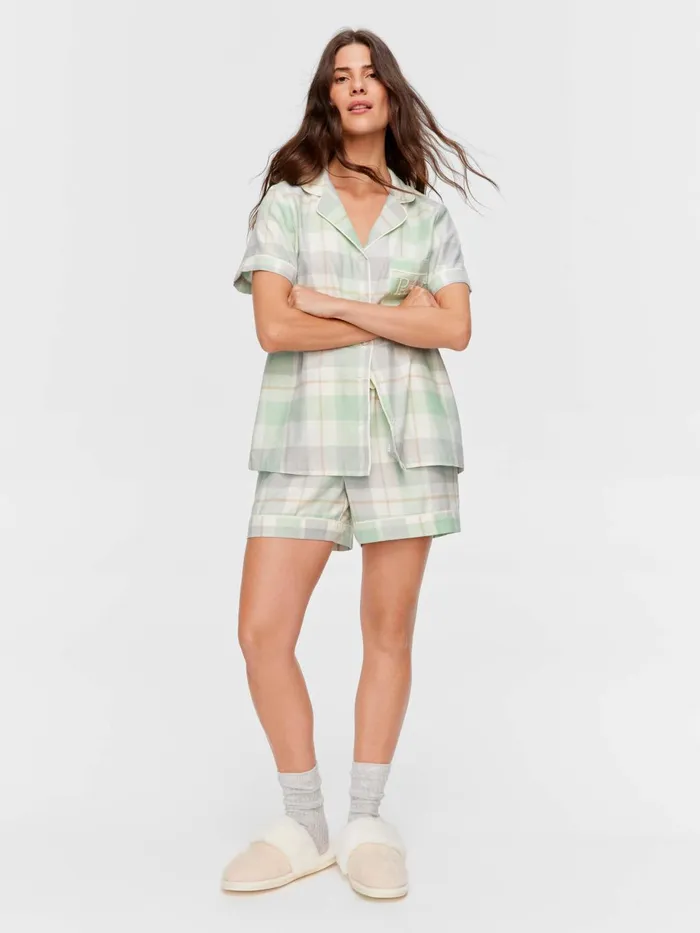 Women Mint Check Shortie Pj Set Multi Peter Alexander Sets and Onesies