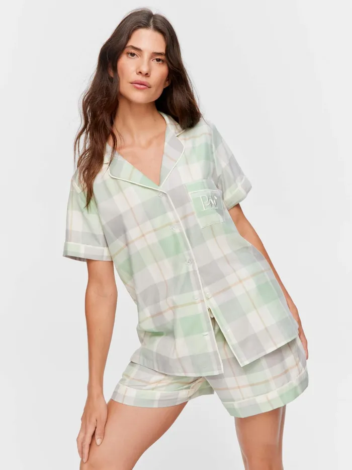 Women Mint Check Shortie Pj Set Multi Peter Alexander Sets and Onesies
