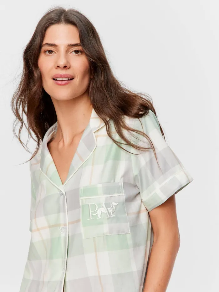 Women Mint Check Shortie Pj Set Multi Peter Alexander Sets and Onesies