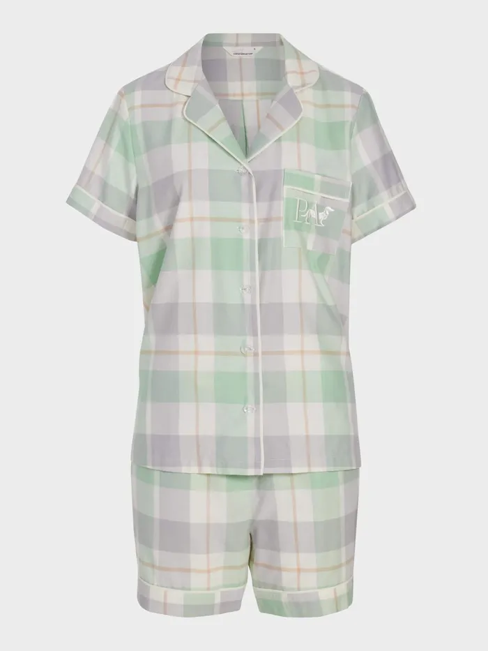 Women Mint Check Shortie Pj Set Multi Peter Alexander Sets and Onesies