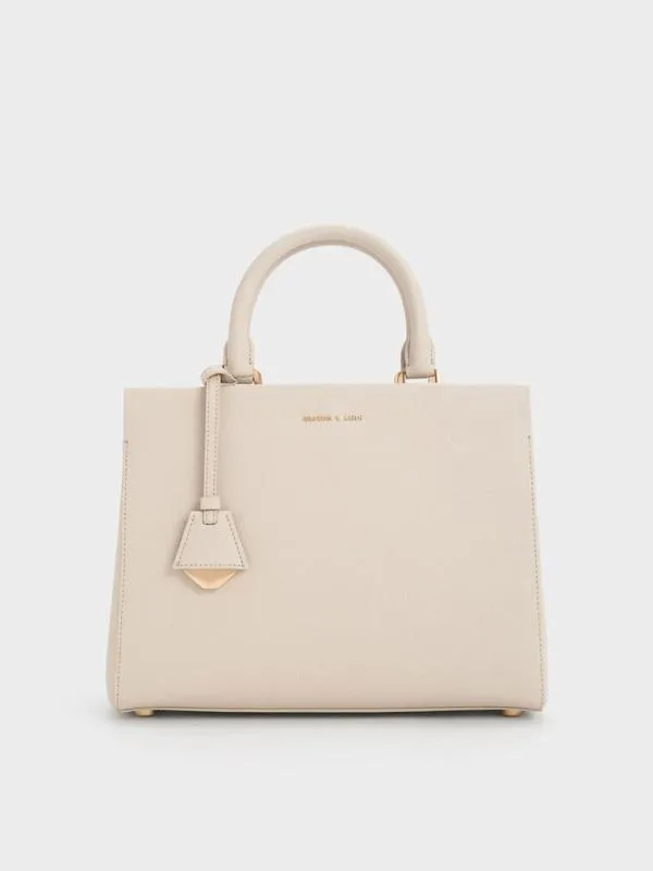 Women Mirabelle Structured Top Handle Bag 8211 Ivory CHARLES and KEITH Top Handle Bags Women Mirabelle Structured Top Handle Bag 8211 Ivory CHARLES and KEITH Top Handle Bags