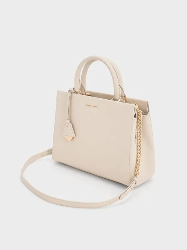 Women Mirabelle Structured Top Handle Bag 8211 Ivory CHARLES and KEITH Top Handle Bags