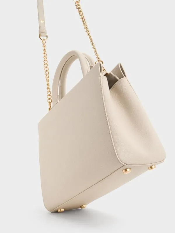Women Mirabelle Structured Top Handle Bag 8211 Ivory CHARLES and KEITH Top Handle Bags