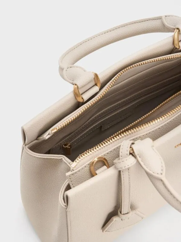 Women Mirabelle Structured Top Handle Bag 8211 Ivory CHARLES and KEITH Top Handle Bags