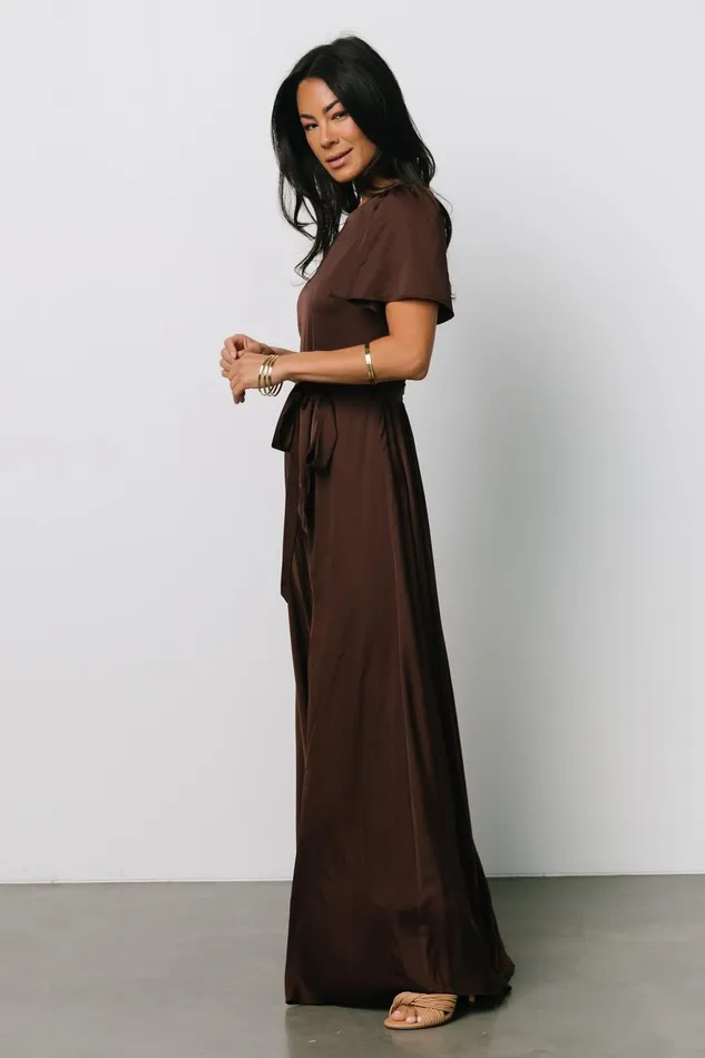 Women Mother Of The Bride Baltic Born Agnes Satin Maxi Dress Espresso