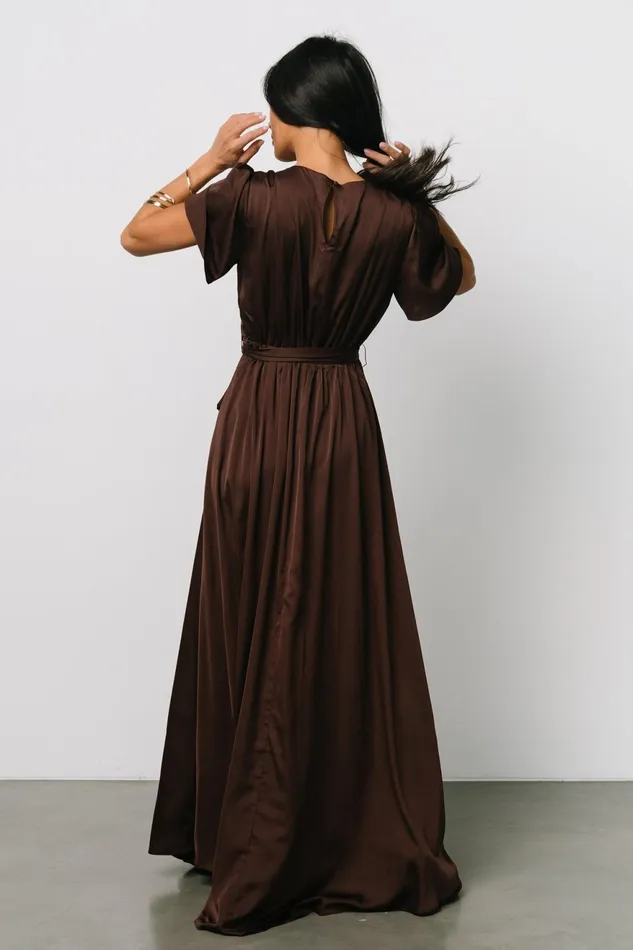 Women Mother Of The Bride Baltic Born Agnes Satin Maxi Dress Espresso