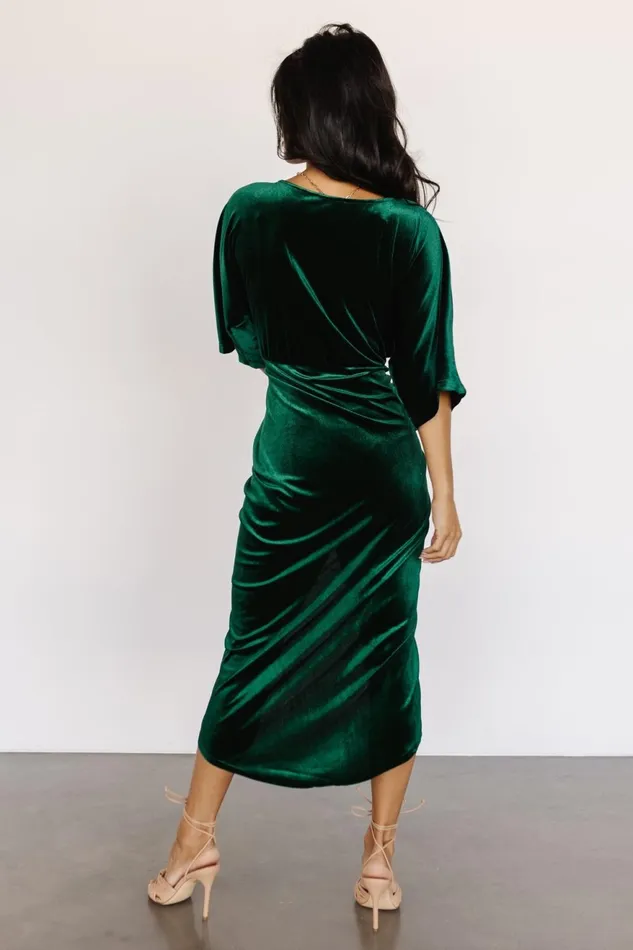 Women Mother Of The Bride Baltic Born Brendyn Ruched Velvet Dress Emerald