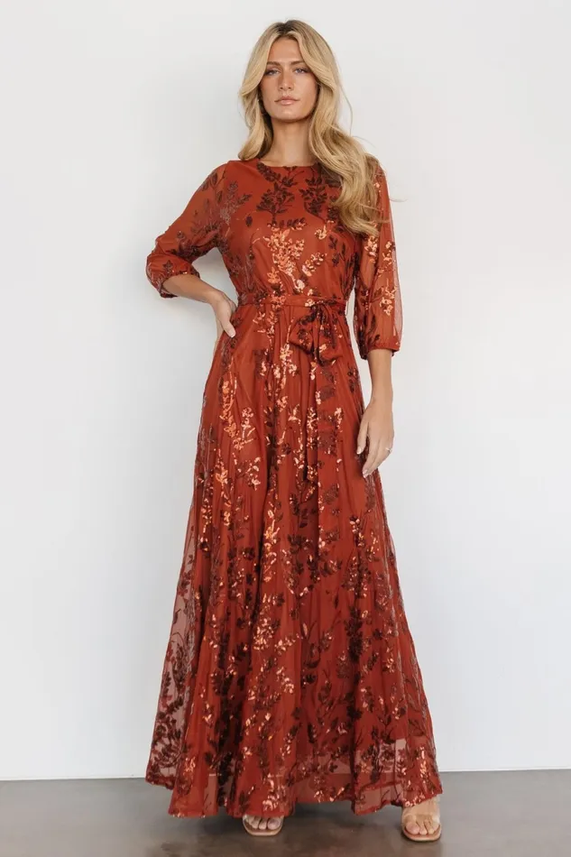 Women Mother Of The Bride Baltic Born Destiny Sequin Maxi Dress Cinnamon