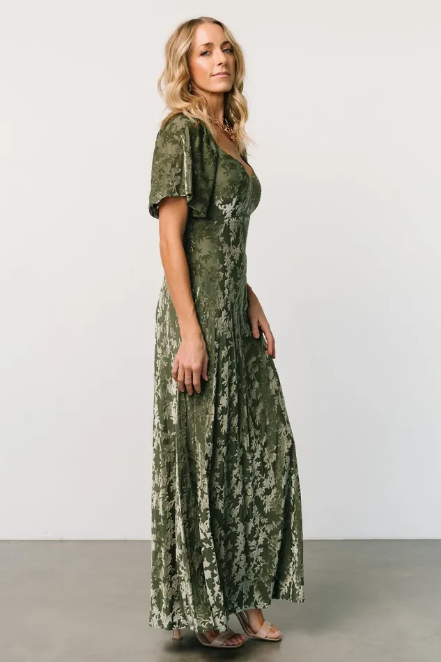 Women Mother Of The Bride Baltic Born Everley Velvet Maxi Dress Dark Sage