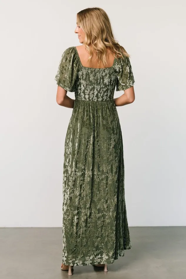 Women Mother Of The Bride Baltic Born Everley Velvet Maxi Dress Dark Sage