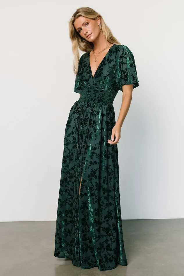 Women Mother Of The Bride Baltic Born Veronica Velvet Maxi Dress Green