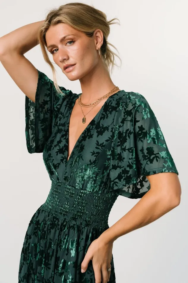 Women Mother Of The Bride Baltic Born Veronica Velvet Maxi Dress Green
