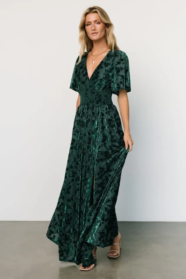 Women Mother Of The Bride Baltic Born Veronica Velvet Maxi Dress Green