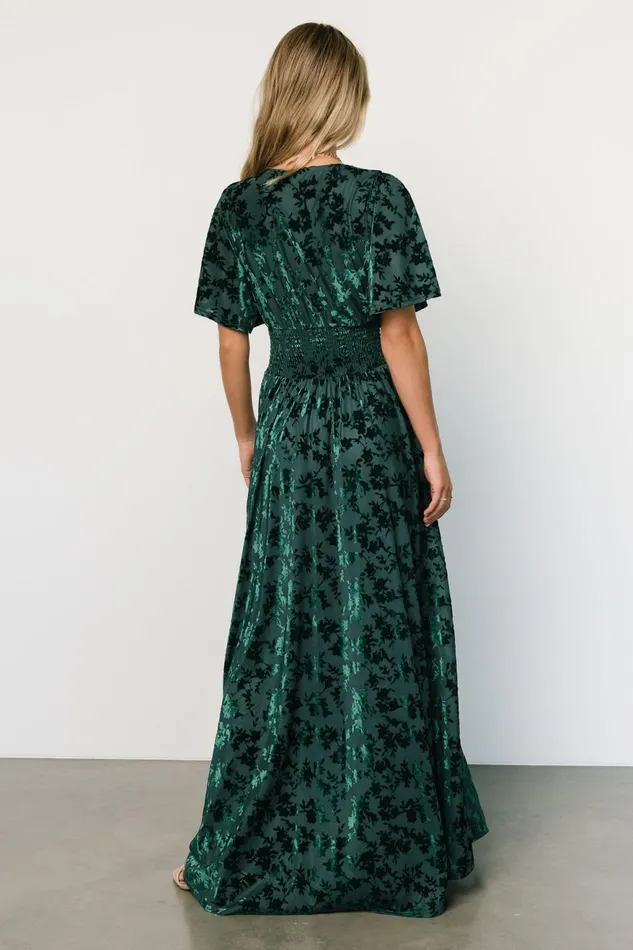 Women Mother Of The Bride Baltic Born Veronica Velvet Maxi Dress Green
