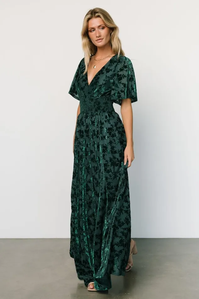 Women Mother Of The Bride Baltic Born Veronica Velvet Maxi Dress Green