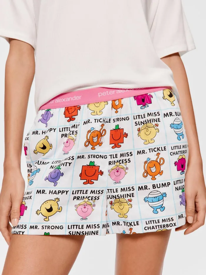 Women Mr Men and Little Miss Character Mid Short Multi Peter Alexander Shorts