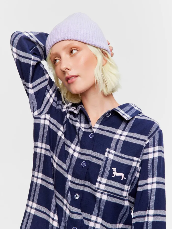 Women Navy Check Flannelette Nightshirt Multi Peter Alexander Nighties