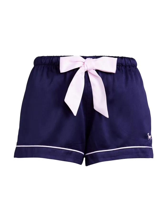 Women Navy Tux Luxe Satin Short Navy Peter Alexander Shorts