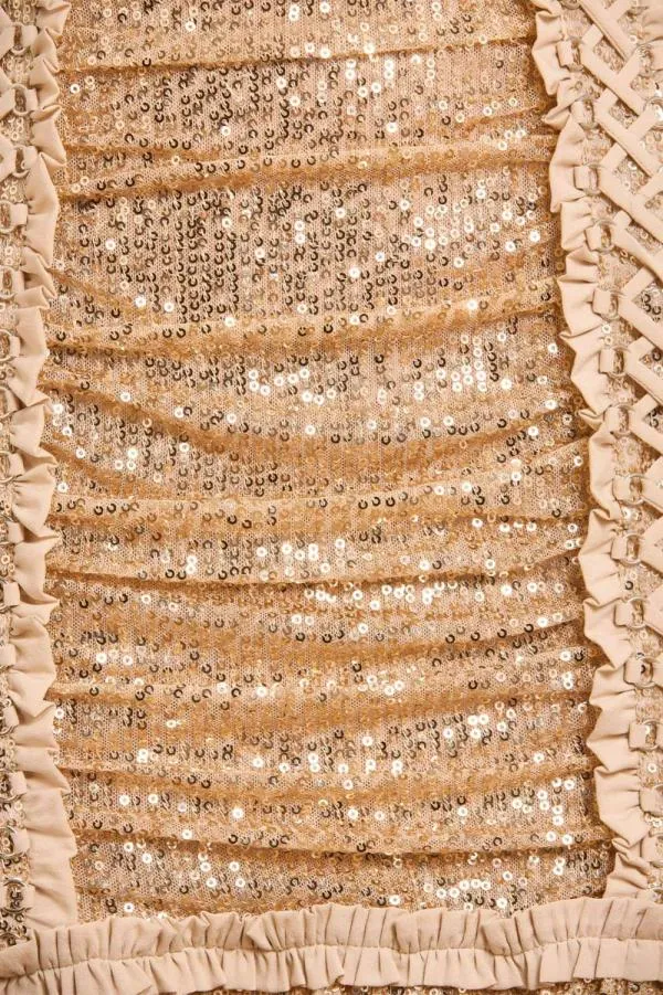 Women Needle and Thread Arabella Long Sleeve Micro Mini Dress Beige Women Needle and Thread Arabella Long Sleeve Micro Mini Dress Beige