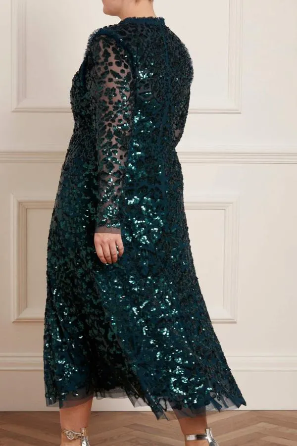 Women Needle and Thread Aurelia Long Sleeve Ballerina Dress Green Women Needle and Thread Aurelia Long Sleeve Ballerina Dress Green