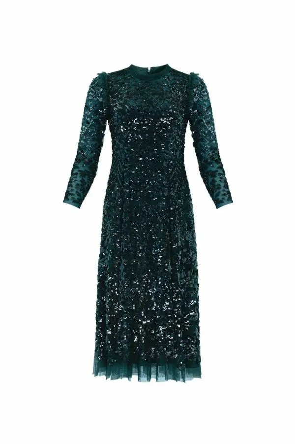 Women Needle and Thread Aurelia Long Sleeve Ballerina Dress Green Women Needle and Thread Aurelia Long Sleeve Ballerina Dress Green