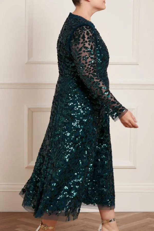 Women Needle and Thread Aurelia Long Sleeve Ballerina Dress Green Women Needle and Thread Aurelia Long Sleeve Ballerina Dress Green
