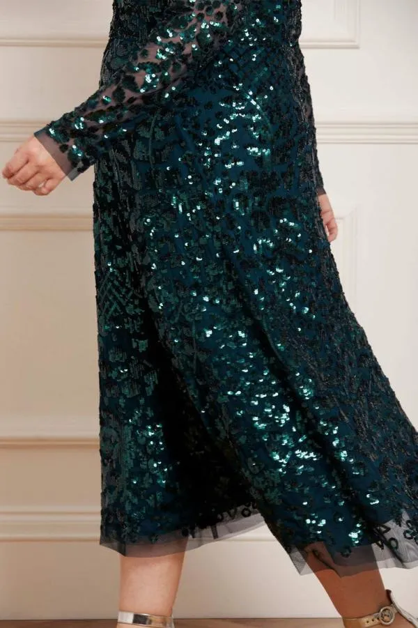Women Needle and Thread Aurelia Long Sleeve Ballerina Dress Green Women Needle and Thread Aurelia Long Sleeve Ballerina Dress Green