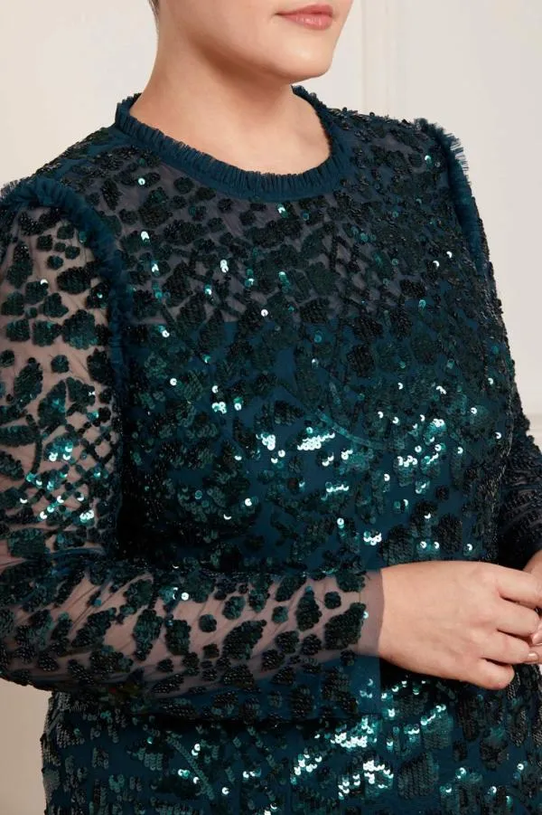 Women Needle and Thread Aurelia Long Sleeve Ballerina Dress Green Women Needle and Thread Aurelia Long Sleeve Ballerina Dress Green