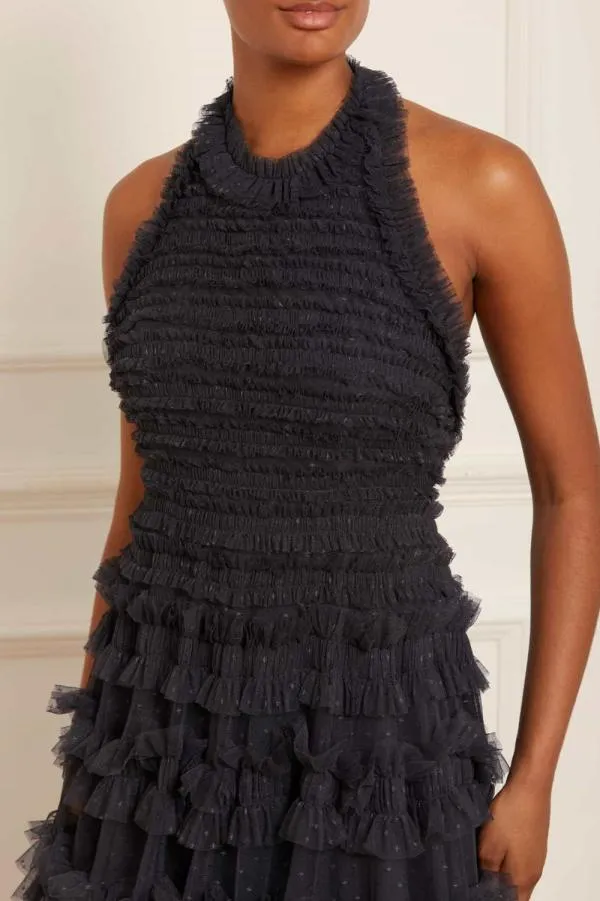 Women Needle and Thread Lisette Ruffle Halter Neck Micro Mini Dress Black Women Needle and Thread Lisette Ruffle Halter Neck Micro Mini Dress Black