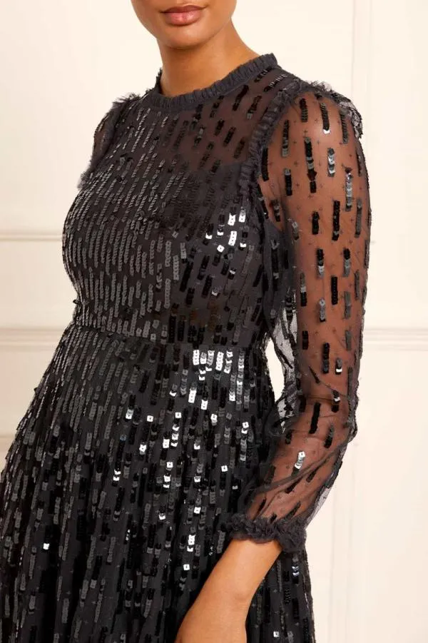 Women Needle and Thread Sequin Dash Long Sleeve Gown Black Women Needle and Thread Sequin Dash Long Sleeve Gown Black