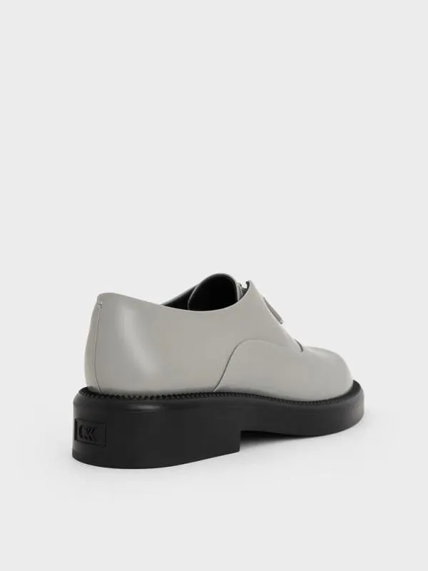Women Nina Leather ZipUp Loafers 8211 Grey CHARLES and KEITH Flats
