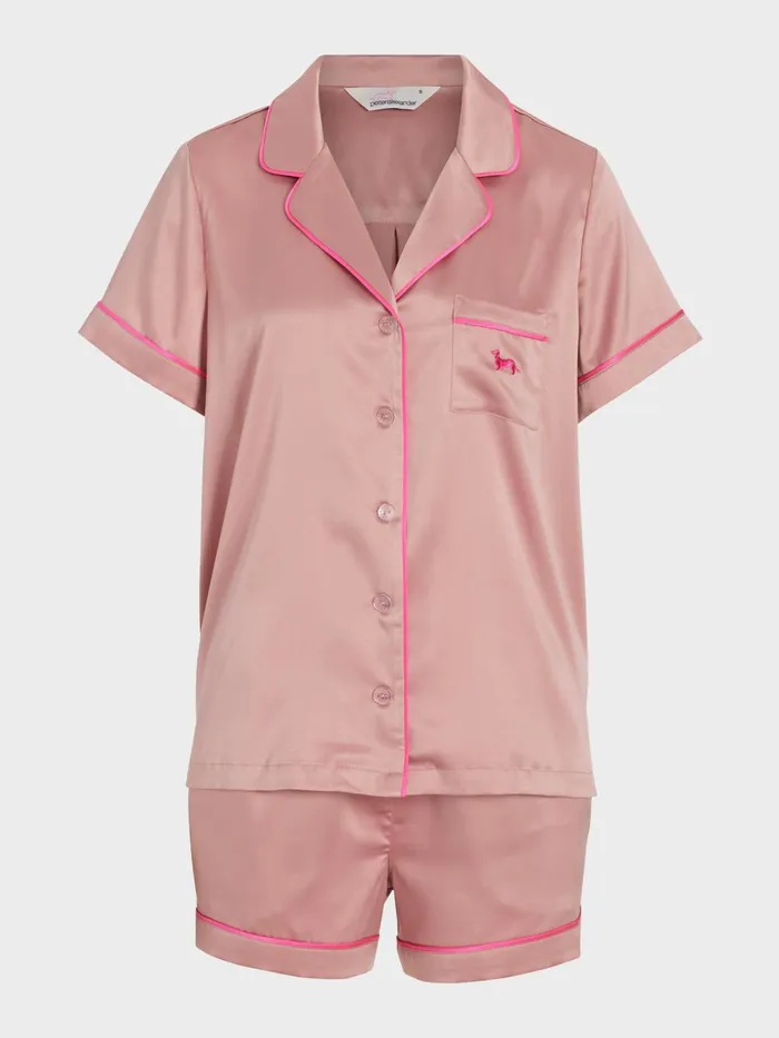 Women Nougat Chic Satin Shortie Pj Set Nougat Peter Alexander Sets and Onesies