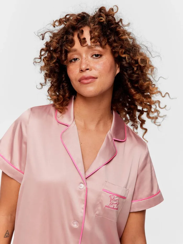 Women Nougat Satin Short Sleeve Nightshirt Multi Peter Alexander Satin