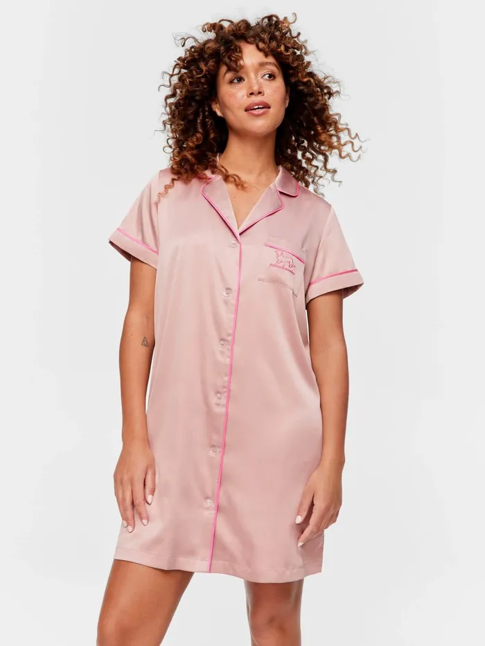 Women Nougat Satin Short Sleeve Nightshirt Multi Peter Alexander Satin