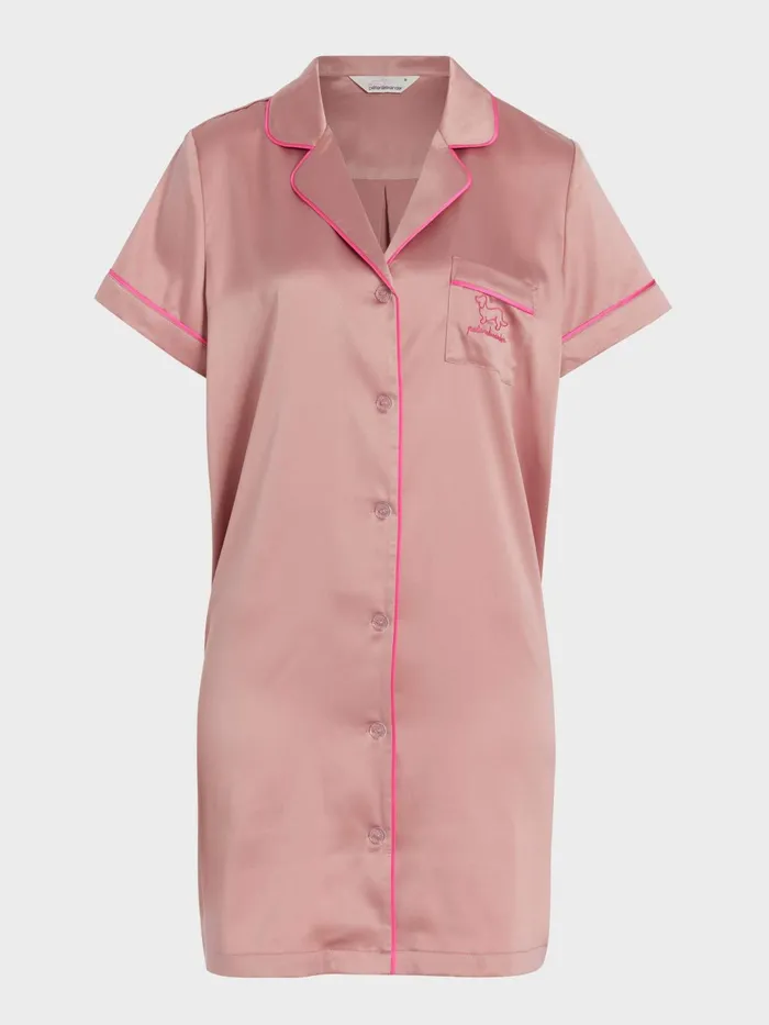Women Nougat Satin Short Sleeve Nightshirt Multi Peter Alexander Satin