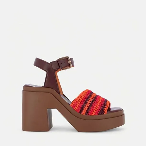 Women NOUST Crochet Red Clergerie Sandals