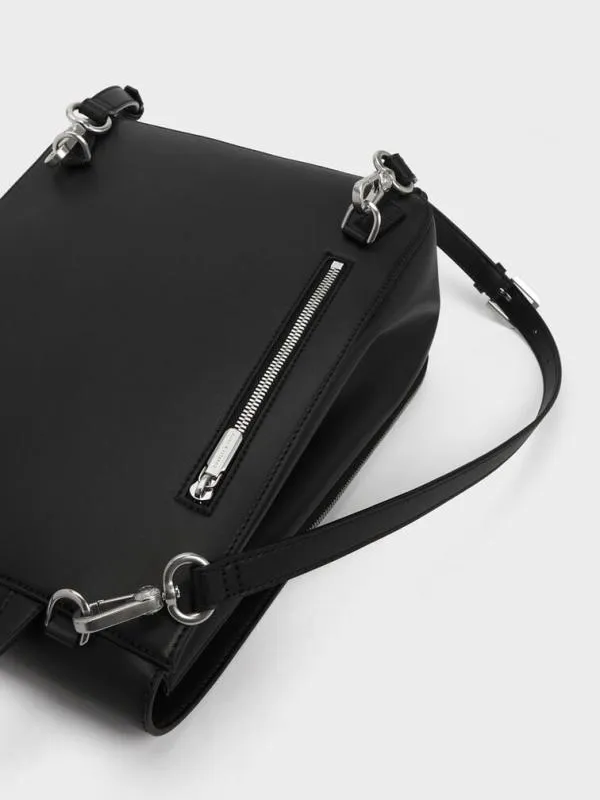 Women Octavia Front Flap Structured Backpack 8211 Noir CHARLES and KEITH Backpacks