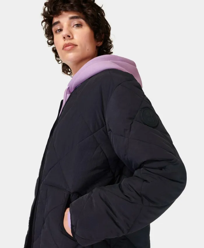 Women On The Move Quilted Jacket Black Sweaty Betty Coats and Jackets
