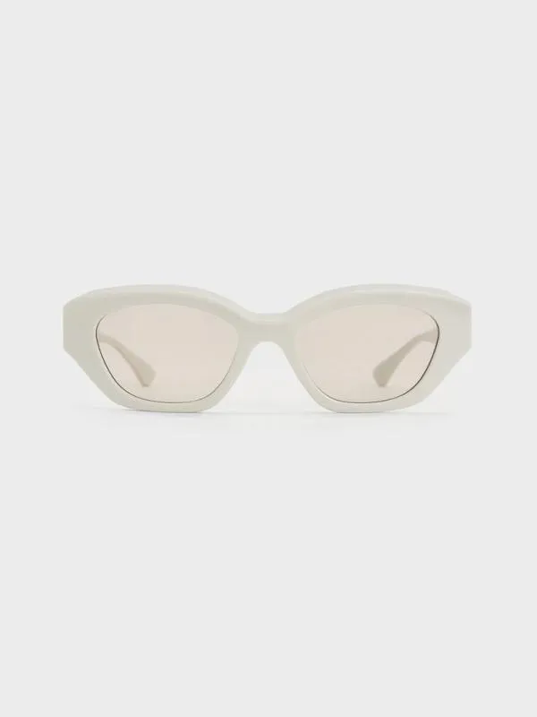 Women Onyx Recycled Acetate CatEye Sunglasses 8211 Chalk CHARLES and KEITH Cateye