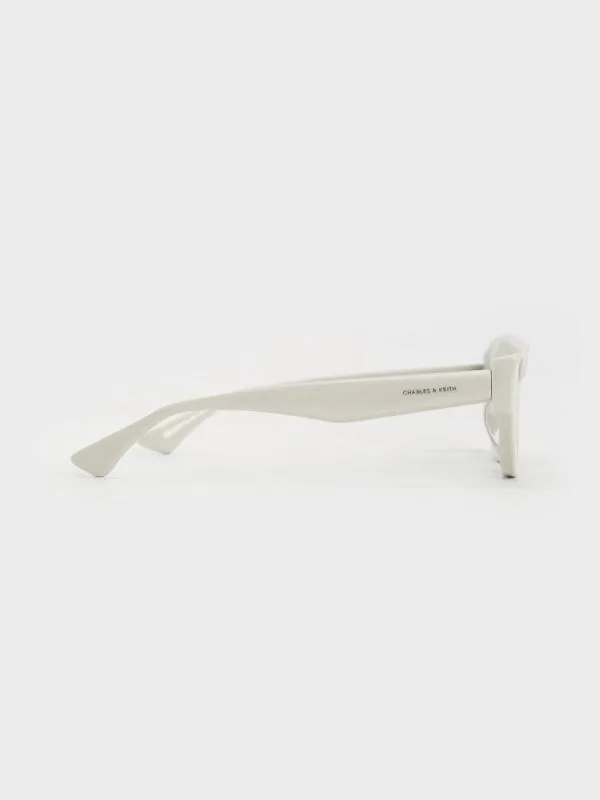 Women Onyx Recycled Acetate CatEye Sunglasses 8211 Chalk CHARLES and KEITH Cateye