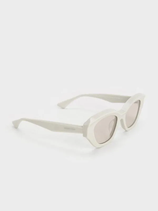 Women Onyx Recycled Acetate CatEye Sunglasses 8211 Chalk CHARLES and KEITH Cateye
