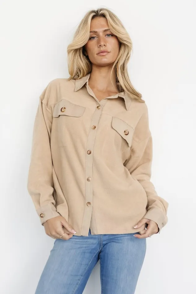 Women Outerwear Baltic Born Duke Button Up Top Taupe