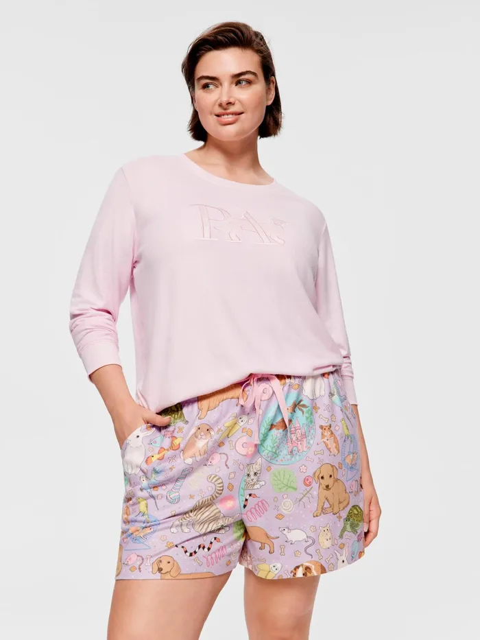 Women PA Plus Karen Mabon Pets Plush Long Short Multi Peter Alexander Shorts