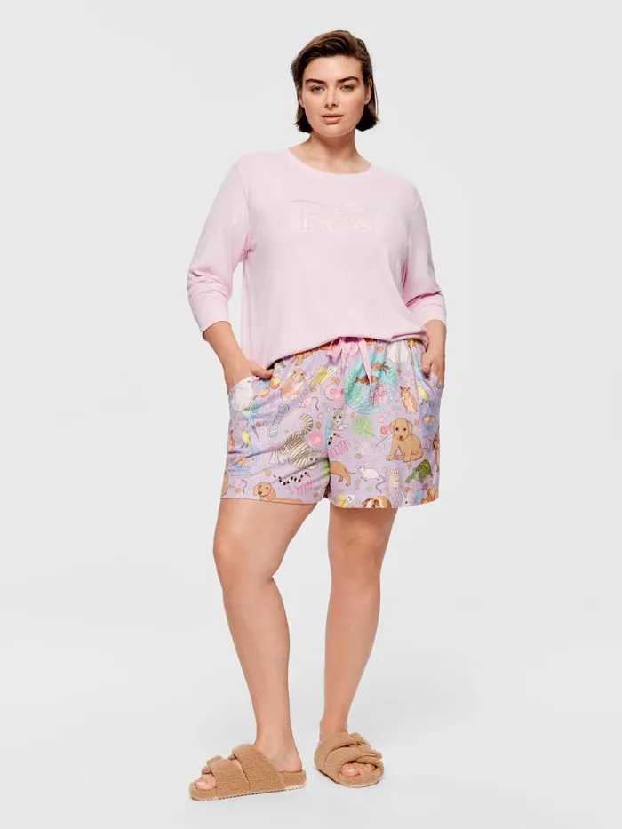 Women PA Plus Karen Mabon Pets Plush Long Short Multi Peter Alexander Shorts