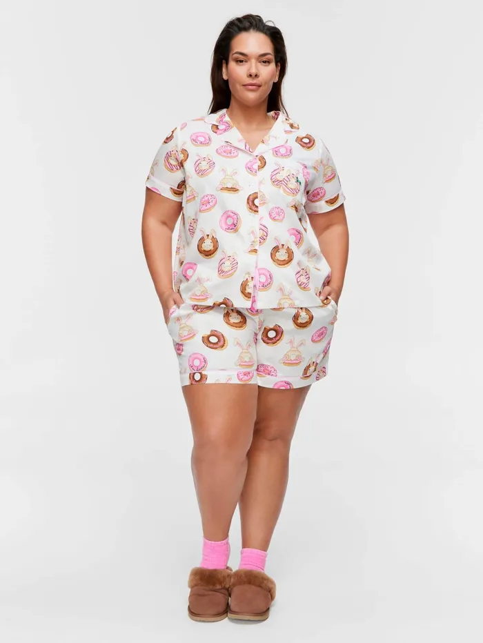 Women PA Plus Krispy Kreme Pink Bunnies Shortie Pj Set Multi Peter Alexander Sets and Onesies