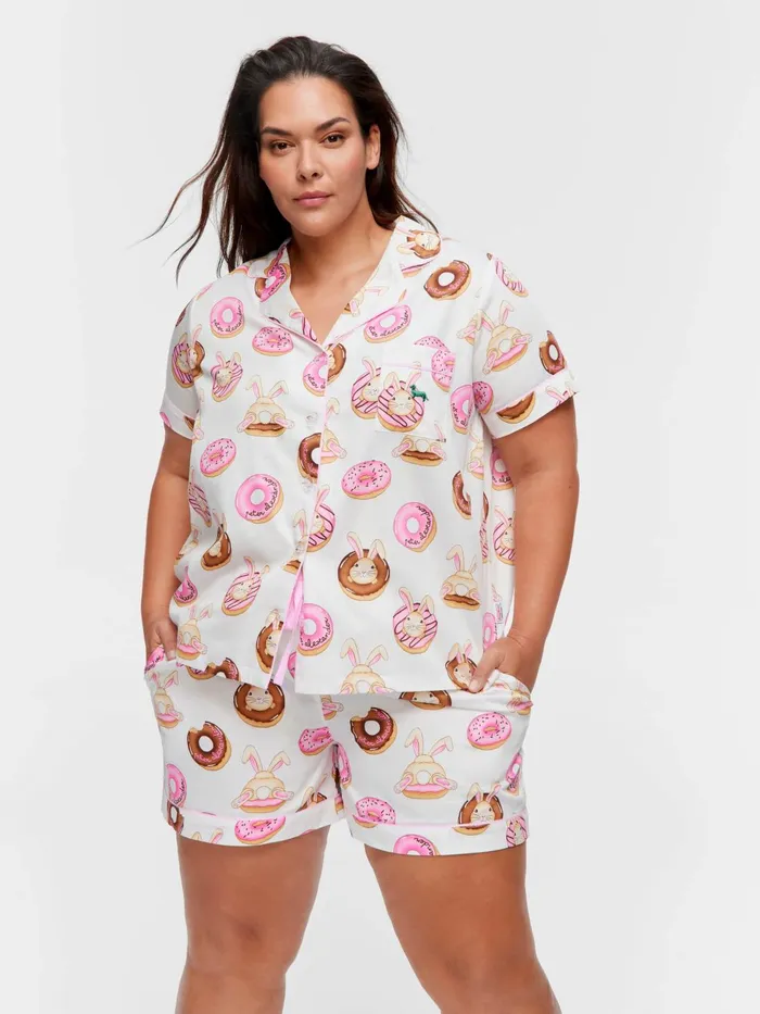 Women PA Plus Krispy Kreme Pink Bunnies Shortie Pj Set Multi Peter Alexander Sets and Onesies