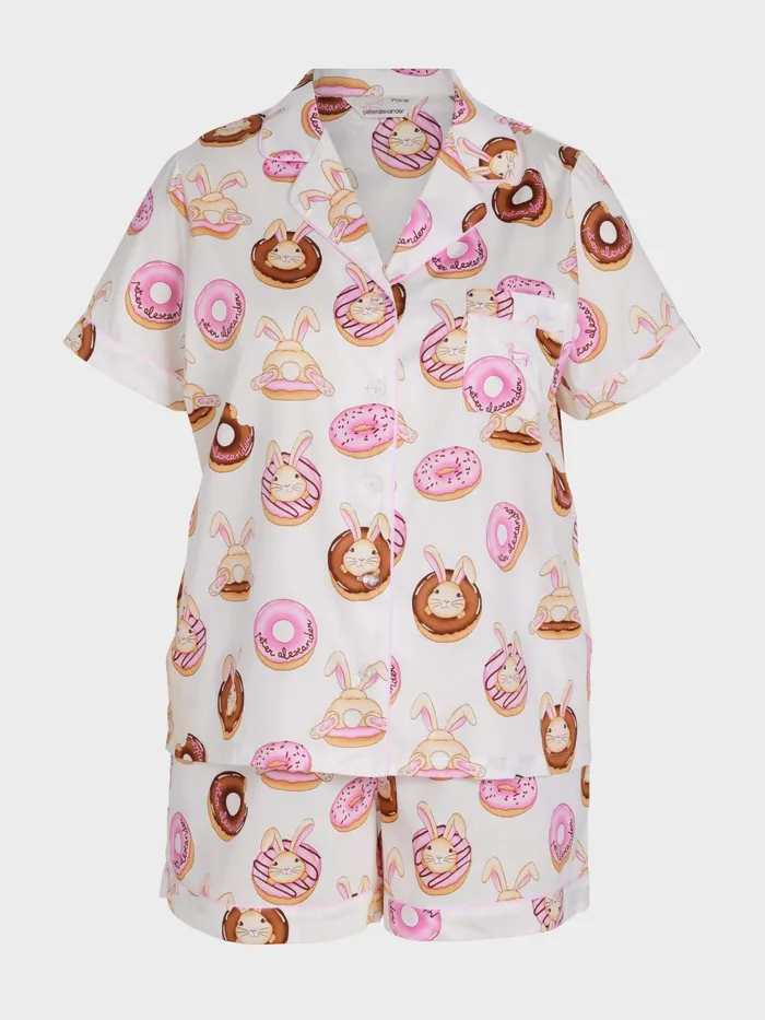 Women PA Plus Krispy Kreme Pink Bunnies Shortie Pj Set Multi Peter Alexander Sets and Onesies