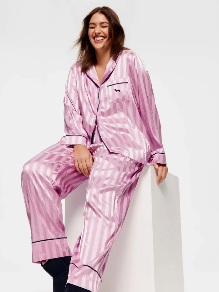 Women PA Plus Lilac Penny Stripe Chic Satin Long Sleeve Pj Set Lilac Peter Alexander Online Only Styles Women PA Plus Lilac Penny Stripe Chic Satin Long Sleeve Pj Set Lilac Peter Alexander Online Only Styles