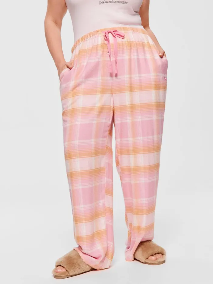 Women PA Plus Pink and Orange Check Viscose Flannelette Classic Pj Pant Multi Peter Alexander Pants